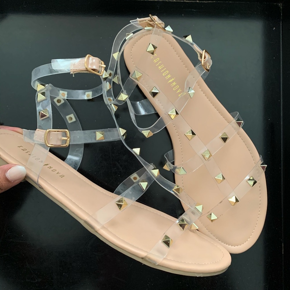 Clear studded sandals